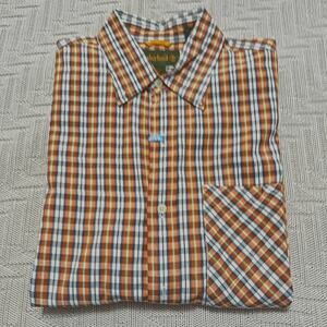 Timberland orange plaid short sleeve button down